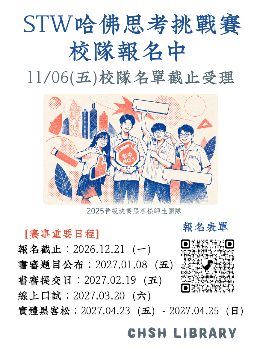 STW哈佛思考挑戰賽校隊報名海報圖片