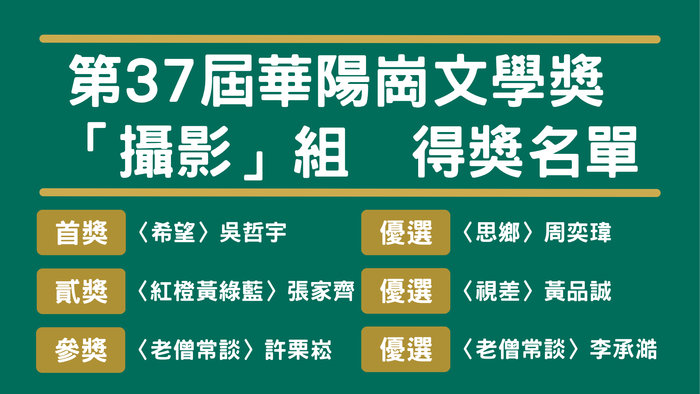 第37屆華陽文學獎_攝影組得獎名單圖片