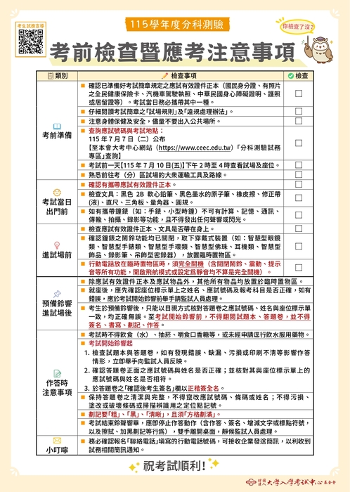 分科測驗注意事項2圖片