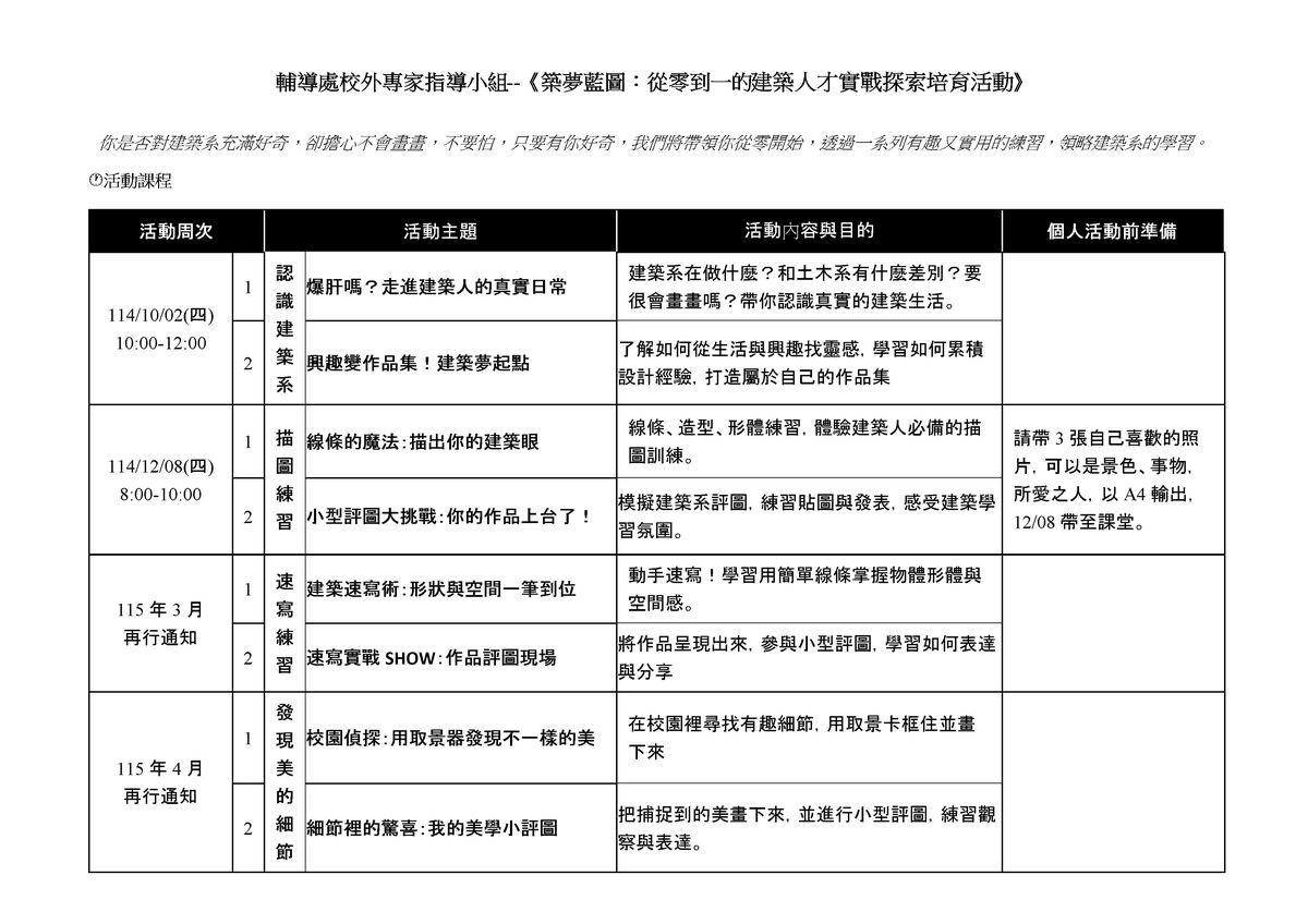建築系課程