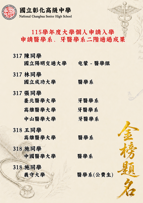 個人申請醫學系、牙醫學系進入二階審核圖片